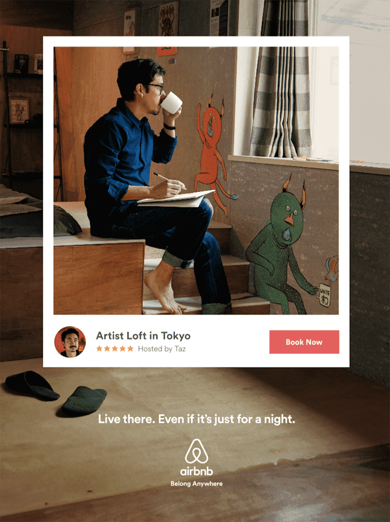 Quảng cáo ảnh trên airbnb cho thấy một người đàn ông ở trong một khách sạn trên gác xép