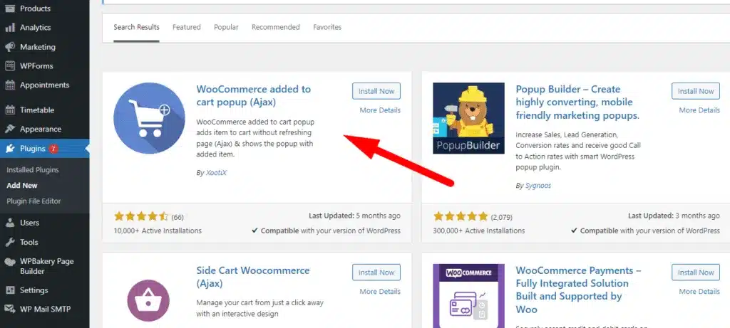 Cài đặt Plugins giỏ hàng Worpress WooCommerce added to cart popup
