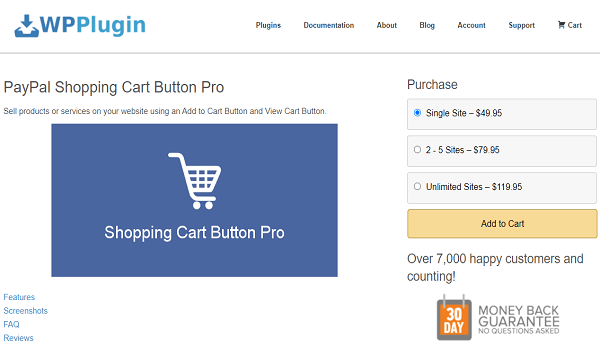 WP Plugin – PayPal Shopping Cart Button