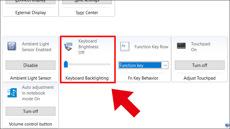 Bạn chọn Keyboard Backlighting