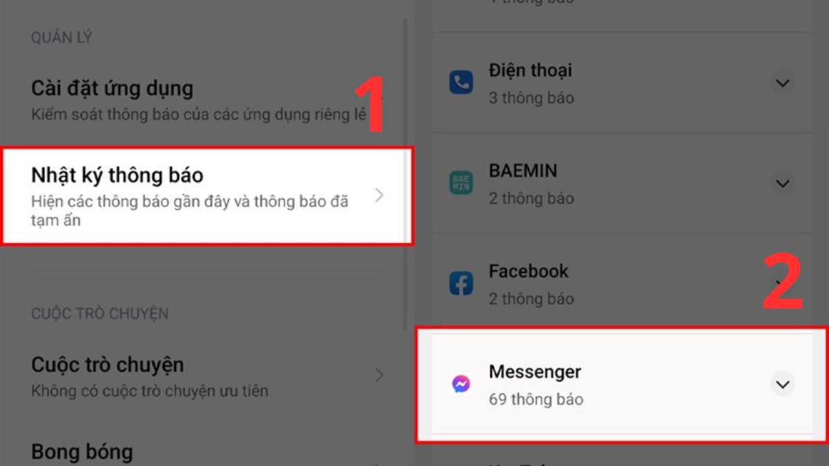 Bước 3: Xem tin nhắn đã thu hồi trên app Messenger điện thoại Xiaomi