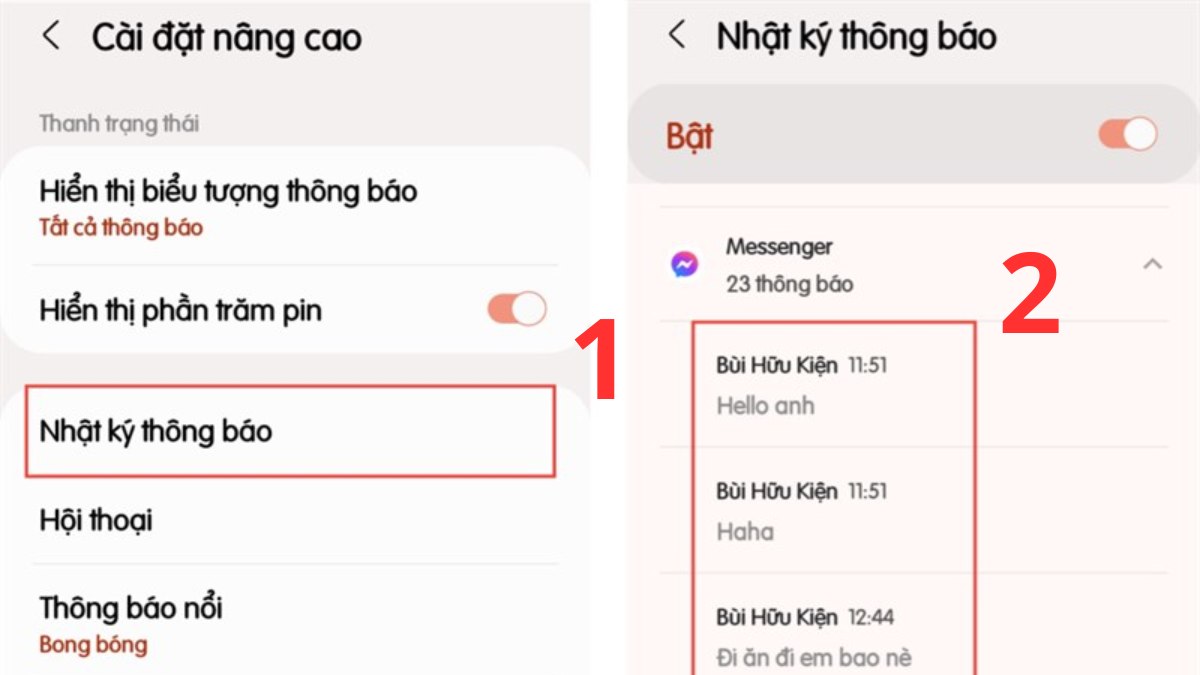 Bước 2: Xem tin nhắn Messenger đã thu hồi trên điện thoại SamSung