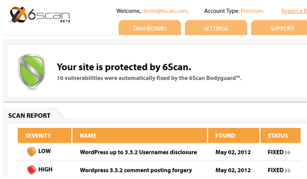  6Scan Security giúp quét mã độc tự vá lỗi trên website WordPress